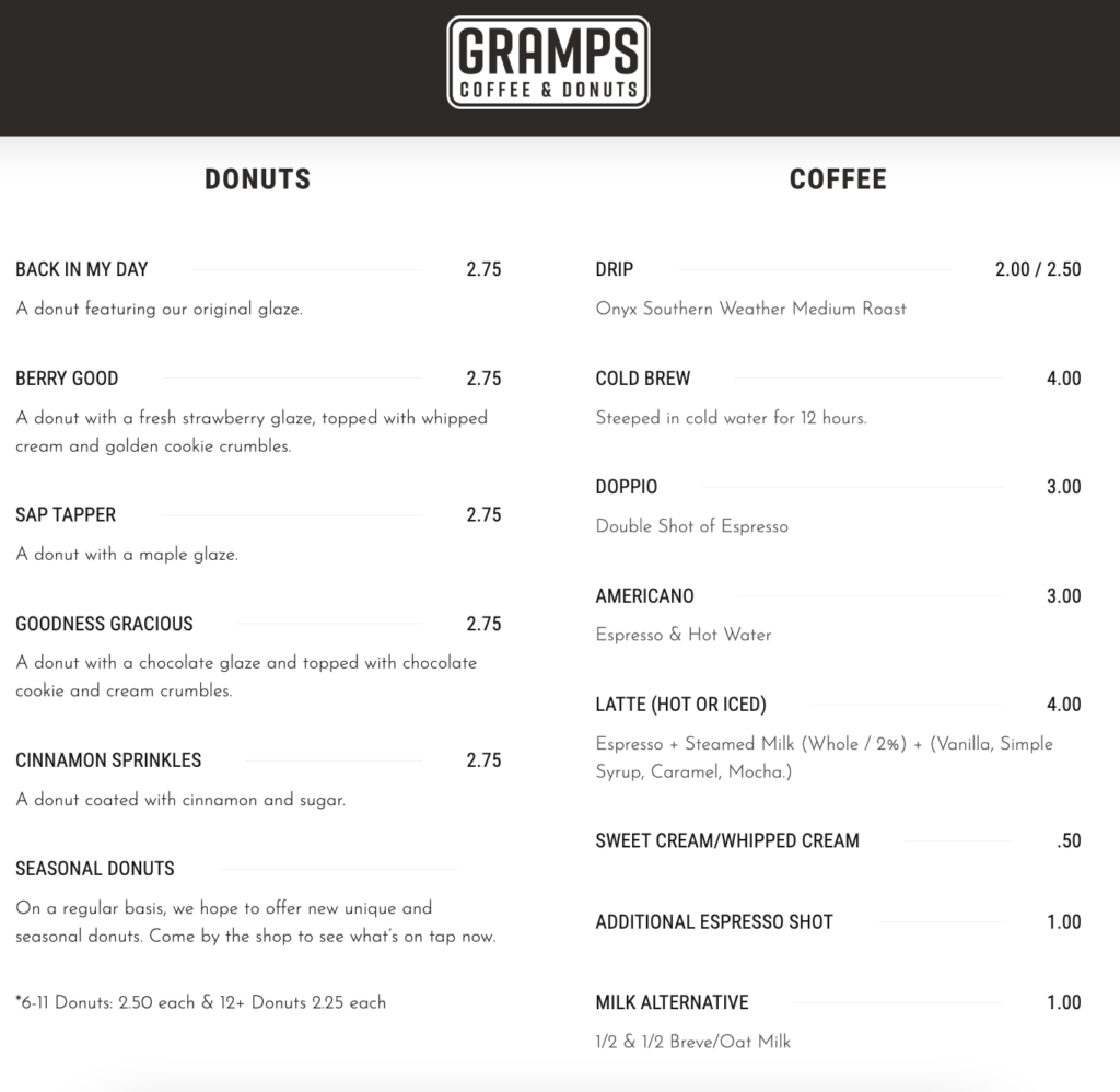 gramps menu